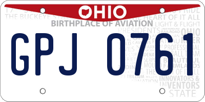 OH license plate GPJ0761