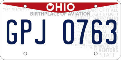 OH license plate GPJ0763