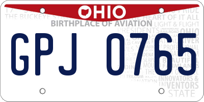 OH license plate GPJ0765