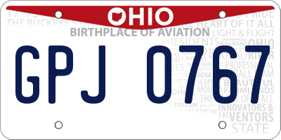 OH license plate GPJ0767
