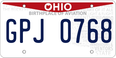 OH license plate GPJ0768