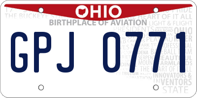 OH license plate GPJ0771