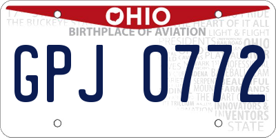 OH license plate GPJ0772