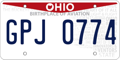 OH license plate GPJ0774