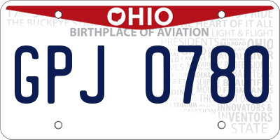 OH license plate GPJ0780