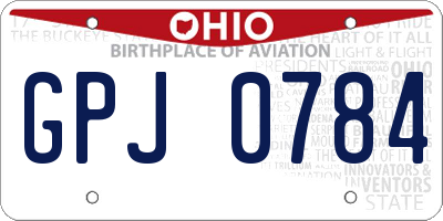 OH license plate GPJ0784