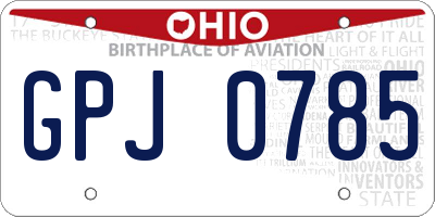 OH license plate GPJ0785