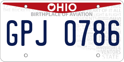 OH license plate GPJ0786