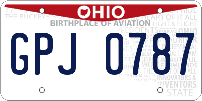 OH license plate GPJ0787