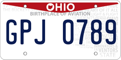OH license plate GPJ0789
