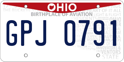 OH license plate GPJ0791