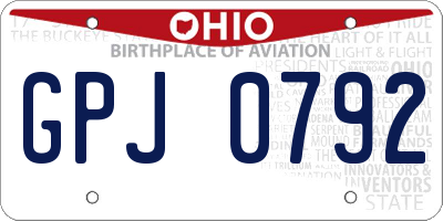 OH license plate GPJ0792