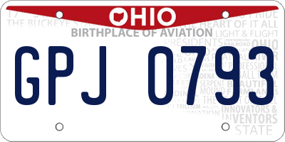 OH license plate GPJ0793