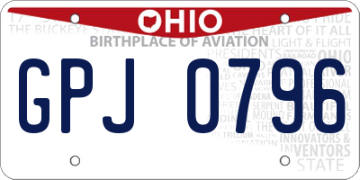OH license plate GPJ0796