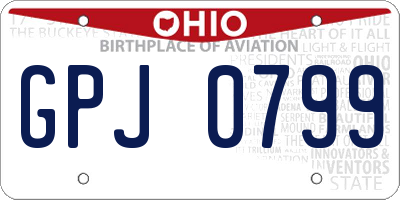 OH license plate GPJ0799