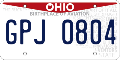 OH license plate GPJ0804