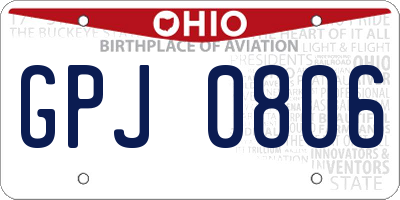 OH license plate GPJ0806