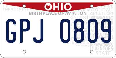OH license plate GPJ0809