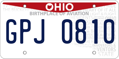 OH license plate GPJ0810