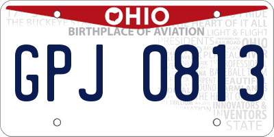 OH license plate GPJ0813