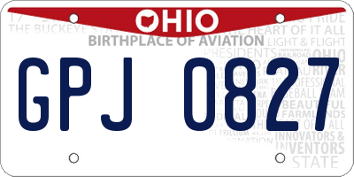OH license plate GPJ0827