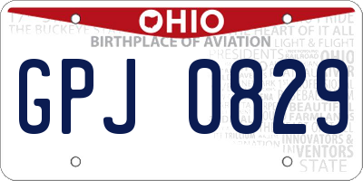 OH license plate GPJ0829