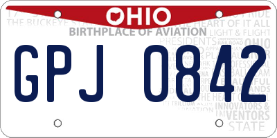 OH license plate GPJ0842