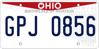 OH license plate GPJ0856