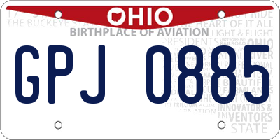 OH license plate GPJ0885