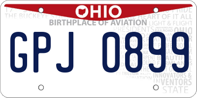 OH license plate GPJ0899