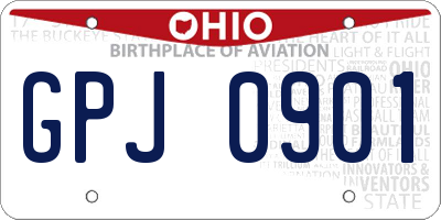 OH license plate GPJ0901
