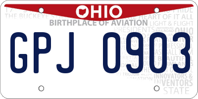 OH license plate GPJ0903
