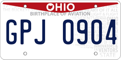 OH license plate GPJ0904