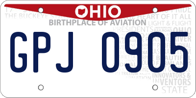 OH license plate GPJ0905