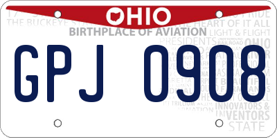 OH license plate GPJ0908
