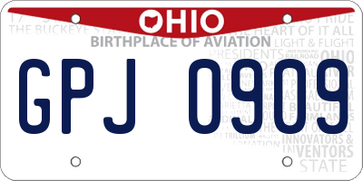 OH license plate GPJ0909