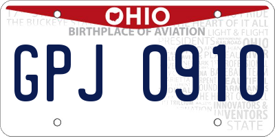 OH license plate GPJ0910