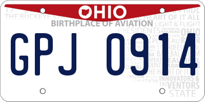 OH license plate GPJ0914