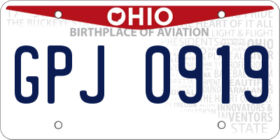 OH license plate GPJ0919