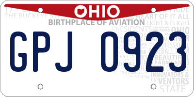 OH license plate GPJ0923