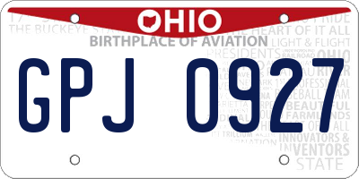 OH license plate GPJ0927