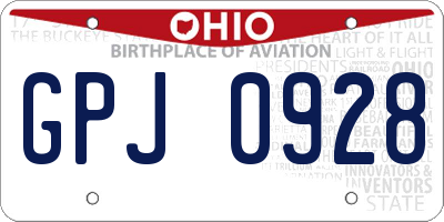 OH license plate GPJ0928