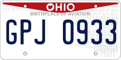 OH license plate GPJ0933