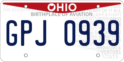 OH license plate GPJ0939