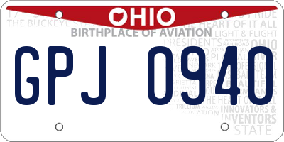 OH license plate GPJ0940