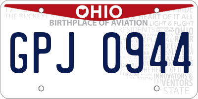 OH license plate GPJ0944