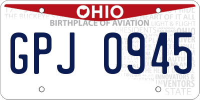 OH license plate GPJ0945