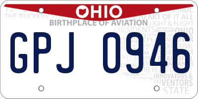 OH license plate GPJ0946