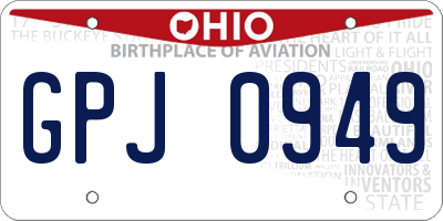 OH license plate GPJ0949