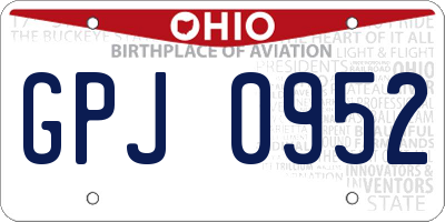 OH license plate GPJ0952